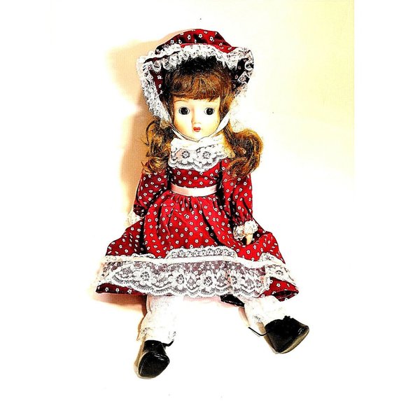 Porcelain Blond Doll Country Cloth with Box 18" Tall Excellent Condition VINTAGE - Picture 4 of 10